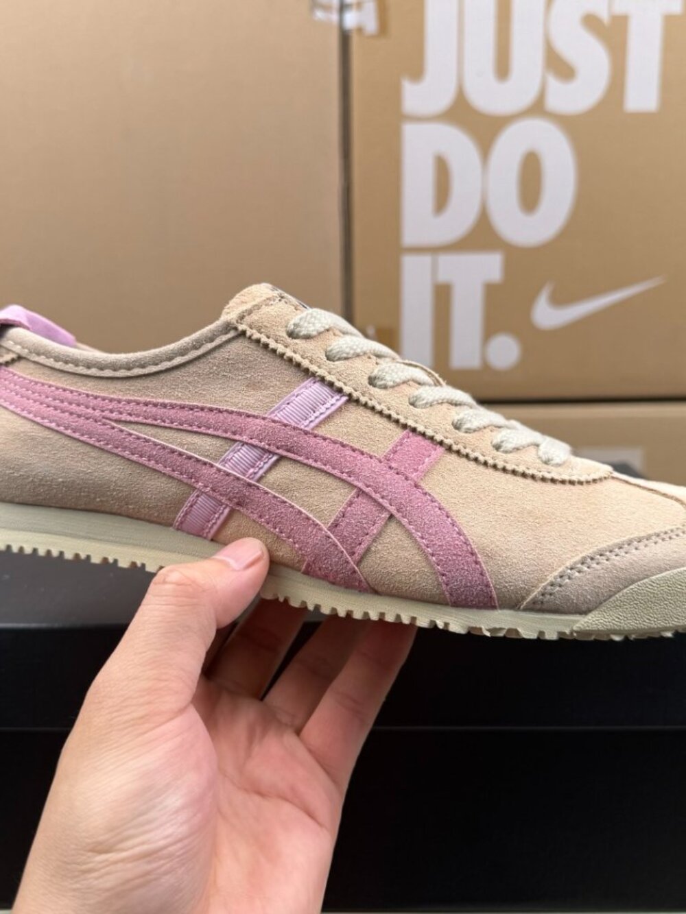 Onitsuka Tiger x Patou Mexico 66 Suede Pink Beige Women's - Picture 3 of 9